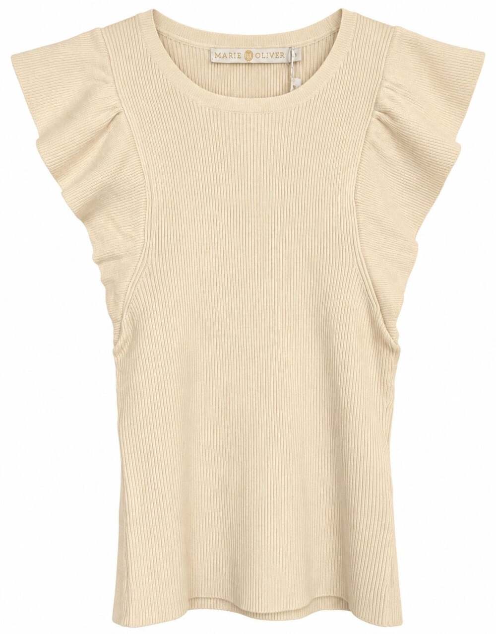 Marie Oliver Rory Top Size S Cream Ribbed Ruffle